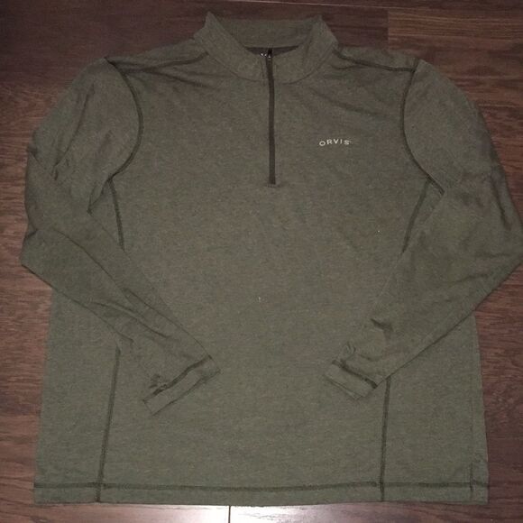 2-Orvis green & blue collection T-neck 1/4 zipper pullover sweater sweatshirt-L - Picture 3 of 9